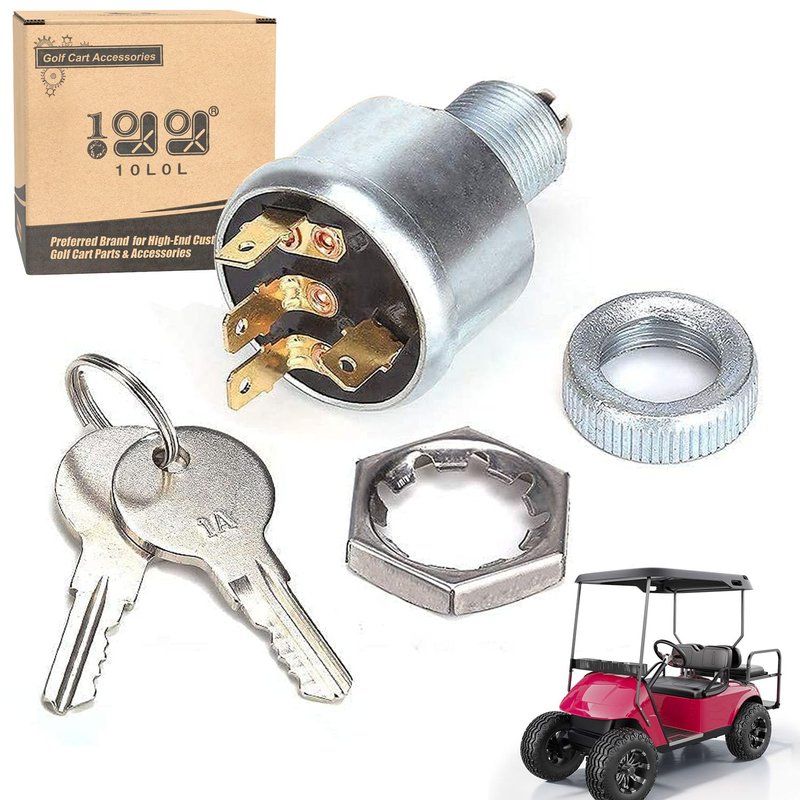 10L0L Uniquely Keyed Starter Ignition Switch for EZGO TXT, Medalist, Marathon, Workhorse, ST, Shuttle Golf Cart, 4 Terminals, OEM# 33639-G01 33639G01, 33639-G03 33639G03