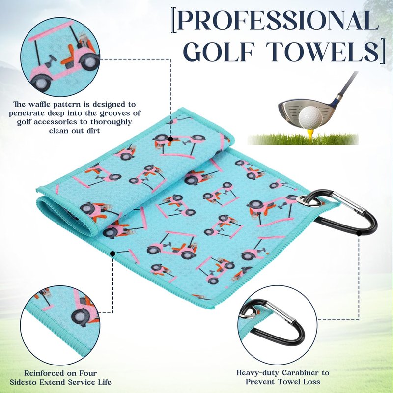 Mindsoft 6 Pack Golf Towels - 12"x6" Waffle Pattern Golf Towel for Golf Bags & Carts - Strong Magnet Hold - Funny Golf Gift