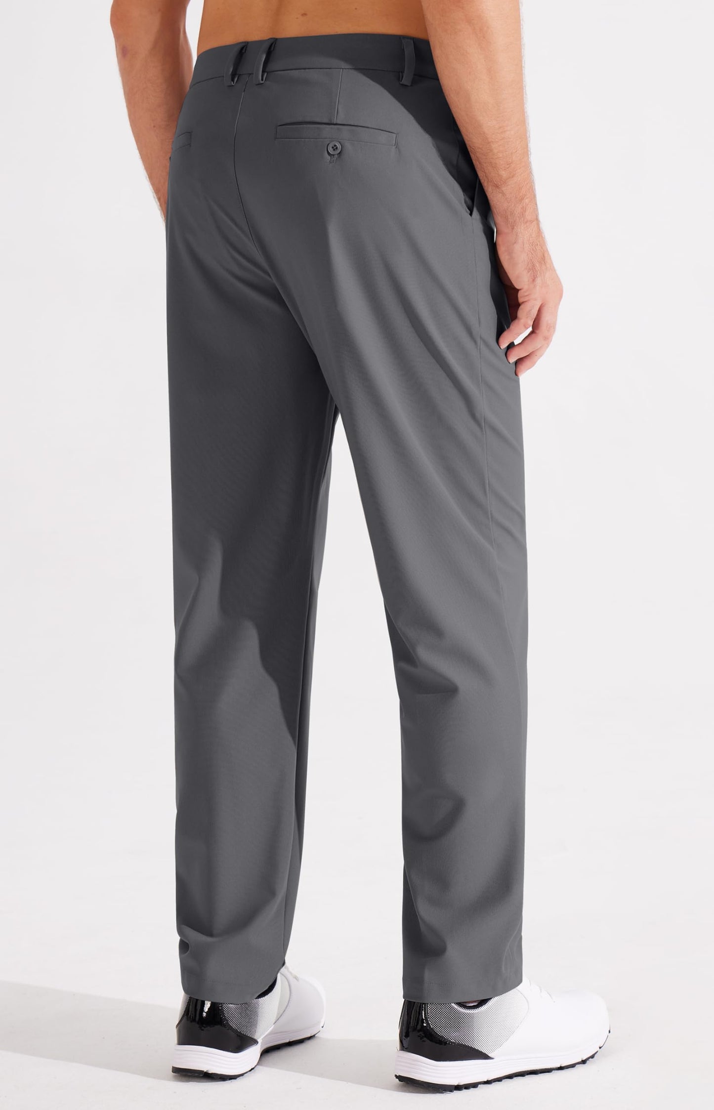 Libin Men's Golf Pants Classic Fit Flat Front Work Dress Pants 29" Stretch Casual Pants Lightweight with Pockets, Dark Grey, 32W x 29L