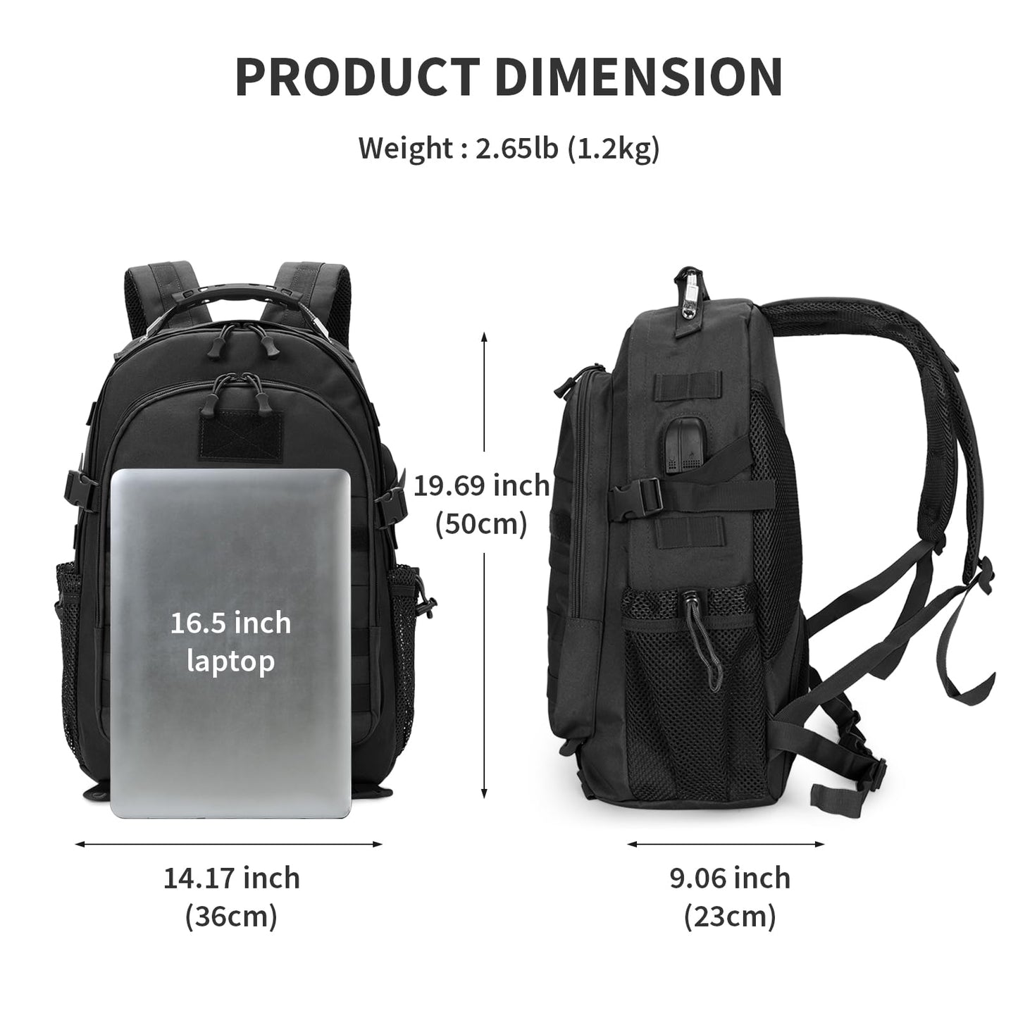 HUNTVP Military Tactical Backpack 40L Large Army 3 Day Assault Pack Molle Bag Backpacks WR Hunting Rucksack Assault Pack