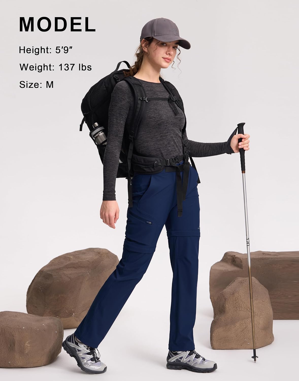 Pioneer Camp Women's Hiking Pants - Convertible Quick-Dry Stretch Zip-Off Design | Outdoor Cargo Style