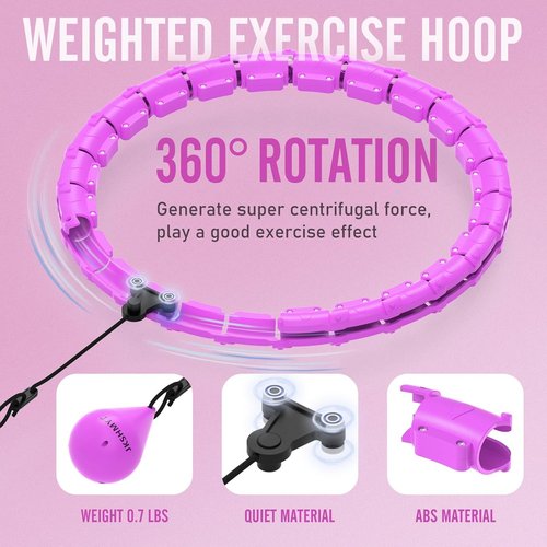 JKSHMYT Weighted Hula Circle Hoops for Adults Weight Loss, Infinity Fitness Hoop Plus Size 55 Inch, 28 Detachable Links, Exercise Hoop Suitable for Women and Beginners