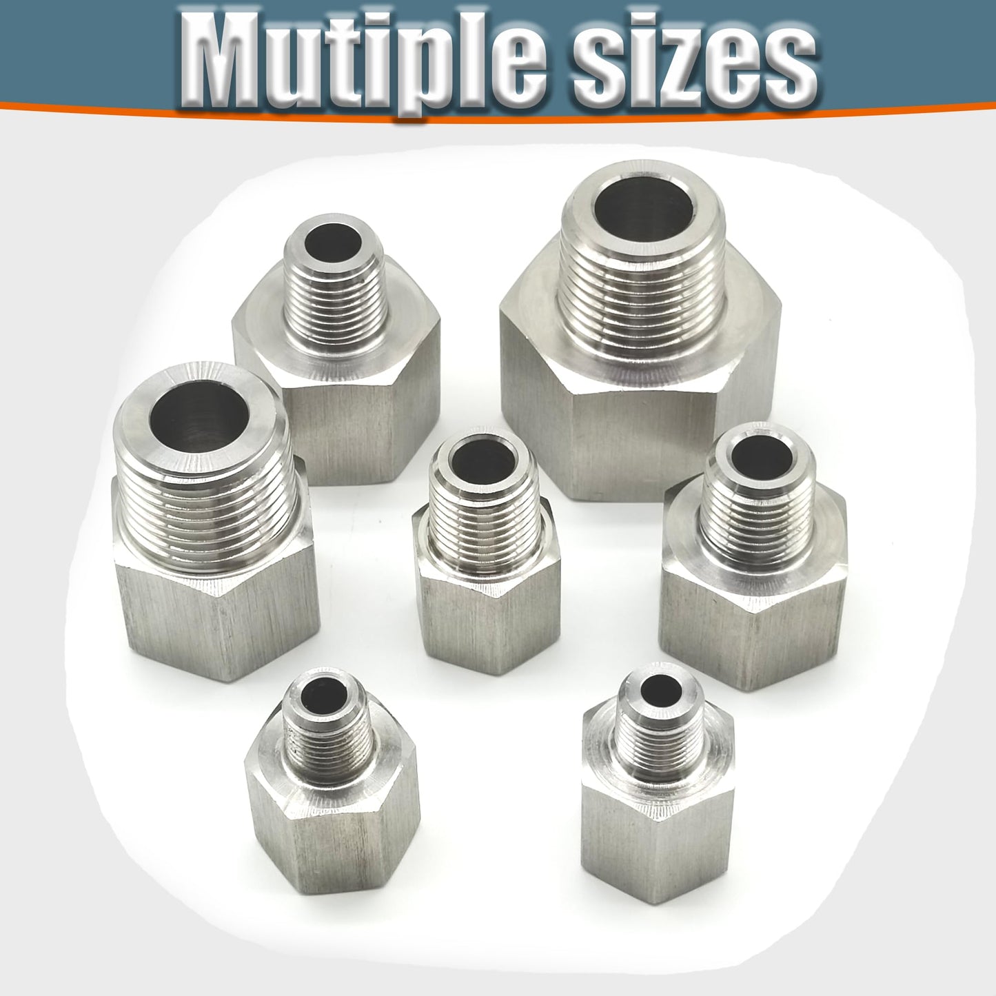 3/8" Female to 1/4" Male NPT Reducer Adapter, 304 Stainless Steel Reducing Pipe Fittings Adapter, 1/4" MNPT X 3/8" FNPT Reducer Pipe Extension Connector