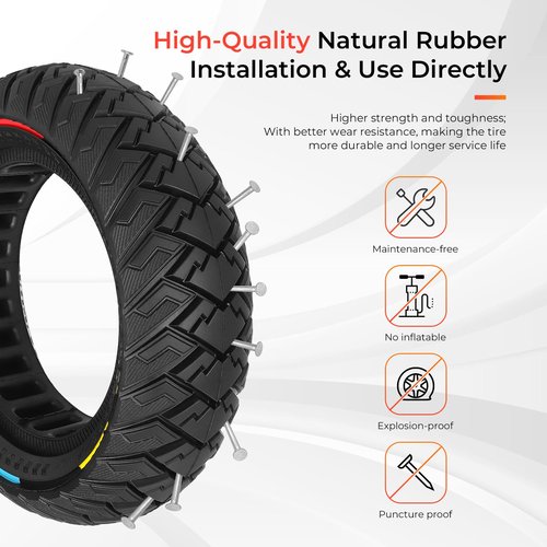 LUCK4U 10 x 3 Scooter Solid Tire 10 Inch Electric Scooter Wheels Replacement Accessories Suitable for Zero 10x Kaabo Wolf Warrior Mantis Scooter 80/65-6,255 * 80 tire color