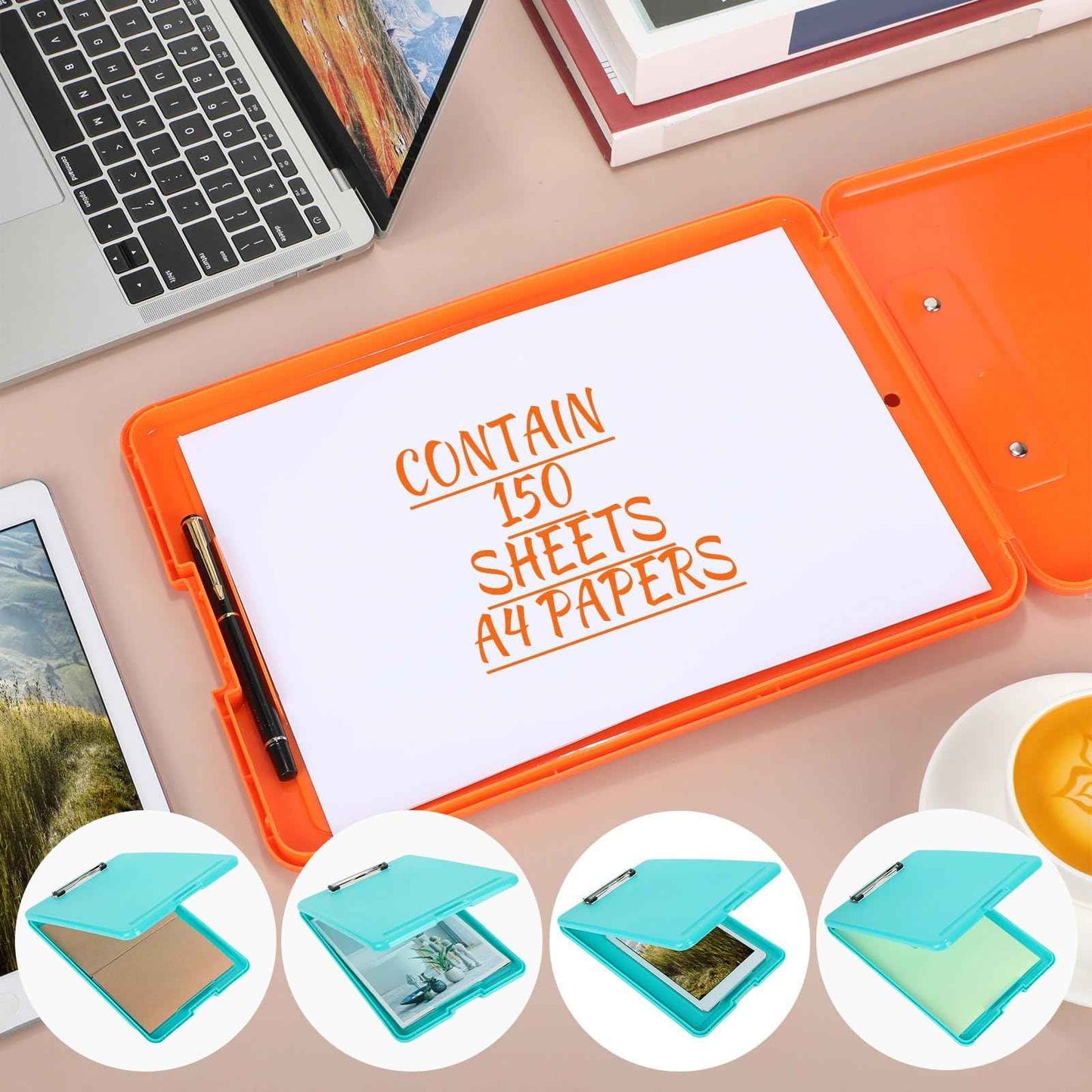 6 Pieces Clipboard with Storage 9.5 x 13.5'' Plastic Nursing Clip Boards with Pen Holder High Foldable Binder Folder Paper Organizer for Nurses Teachers Back to School Office Supplies(Macaron Color)