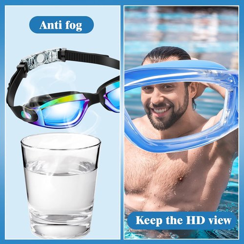 Konohan Swim Goggles - 10 Pack Anti-Fog, No Leak Silicone Glasses with Ear Plugs & Nose Clips for Pool Use