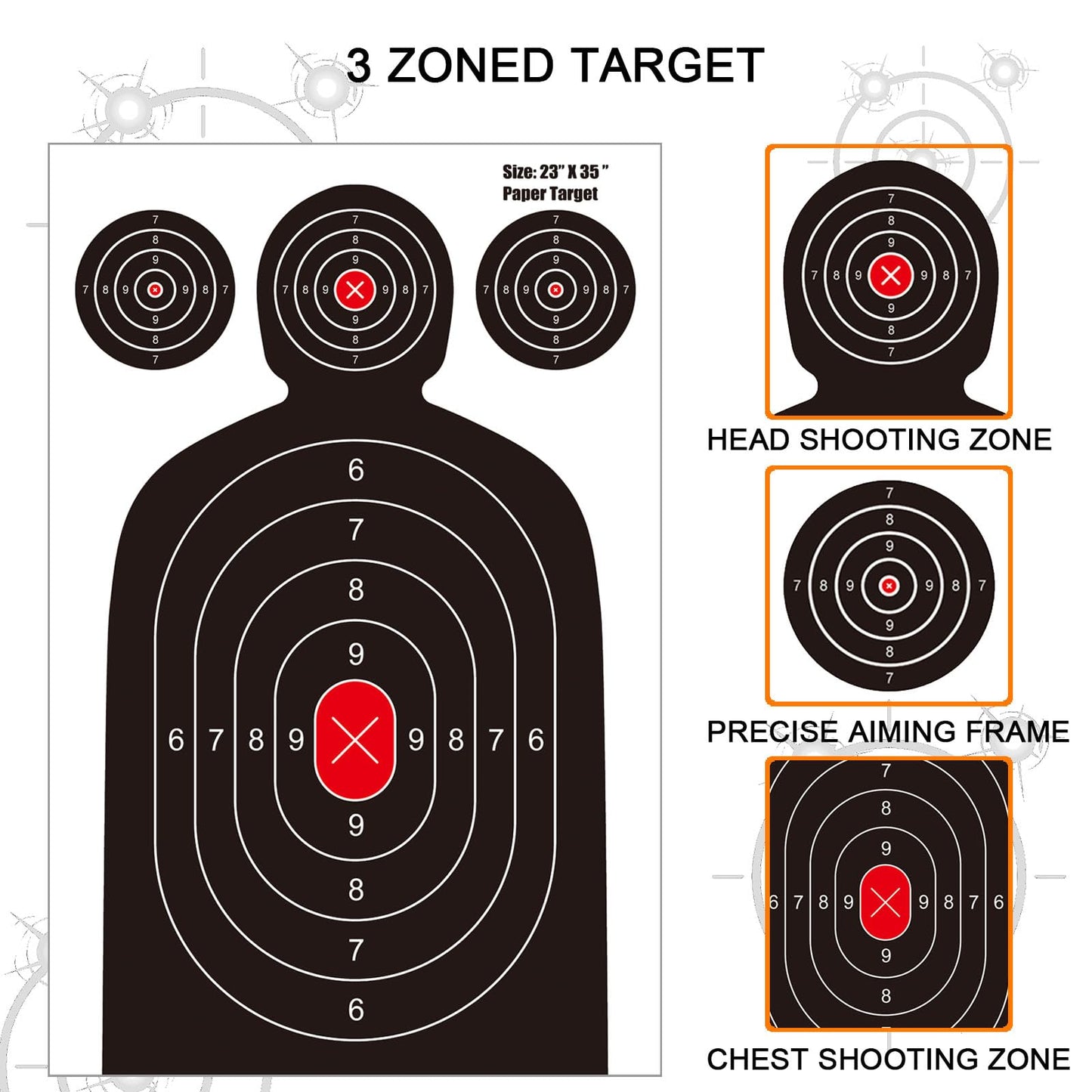 Meruzy 23x35 Inch Silhouette Shooting Targets - 15 Pack Reactive Paper Targets with Instant Hit Visibility for Indoor/Outdoor Pistol, Rifle, BB Guns, Airgun Practice
