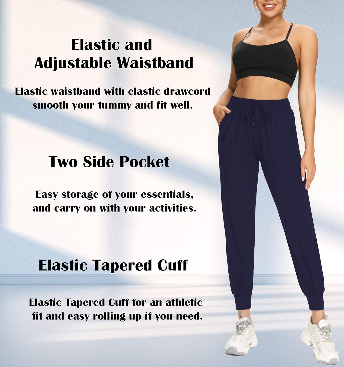 Skiennix Women's Joggers - 3 Pack Sweatpants with Pockets for Athletic Workouts | Yoga & Running