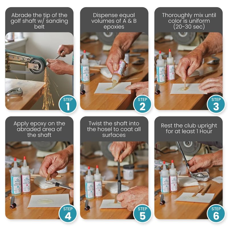 Brampton PRO-FIX Quick Cure Golf Epoxy - 1 Hour Golf Club Repair - Golf Epoxy for All Golf Shafts, Golf Heads, Drivers, Putters, and Irons - Engineered for The Golf Industry (4 oz Kit)