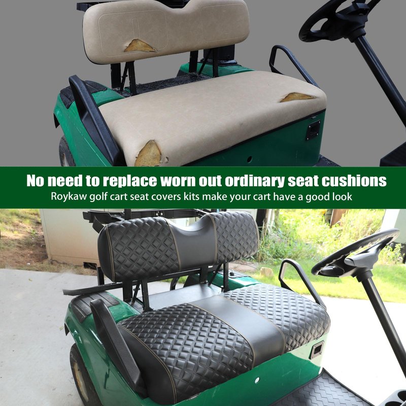 Roykaw Golf Cart Seat Covers Kit Fit for EZGO TXT OEM Ordinary Seat Cushion, Marine Grade Vinyl Material/More Soft and Comfortable, Breathable & Easy to Clean