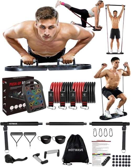 HOTWAVE Push Up Board - Portable 20-in-1 Fitness Equipment for Home Gym | Strength Training for All