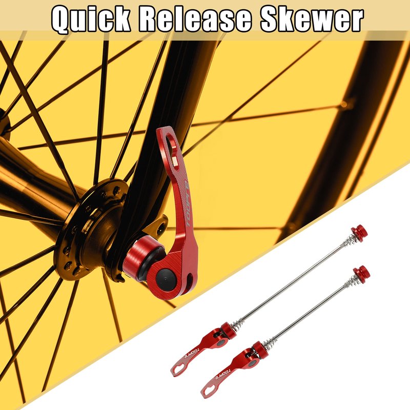 X AUTOHAUX 1 Pair Front Rear Bicycle Quick Release Axles Skewers Lever Aluminum Alloy 145mm 185mm Red for MTB Bike