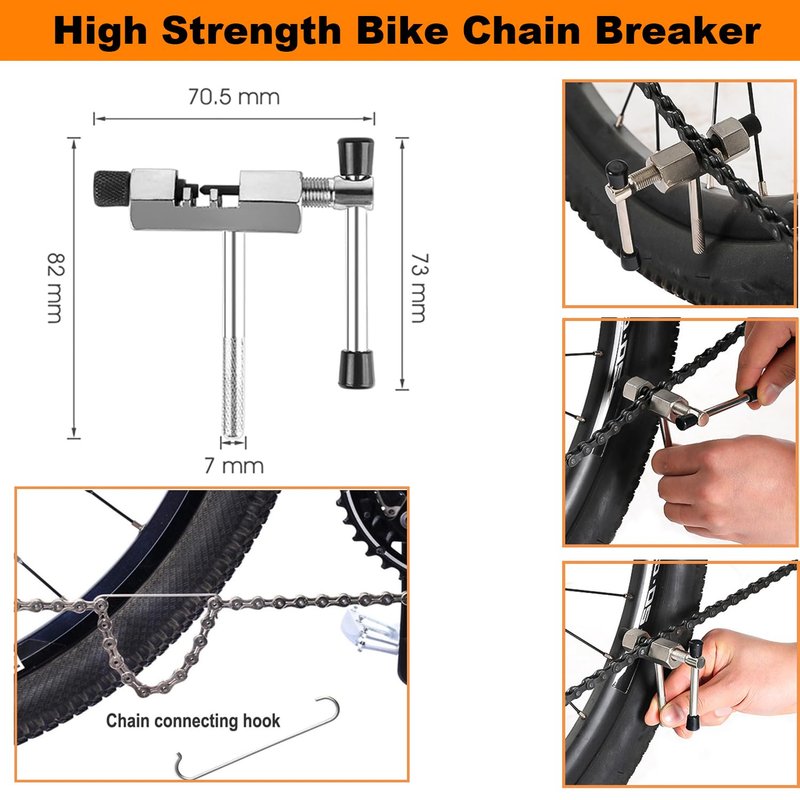 Bike Repair Tools Kit, 9Pcs Professional Bicycle Crank Tool, Bike Link Plier, Chain Breaker, 3-in-1 Cassette Remover Wrench, Crank Puller Extractor, Bottom Bracket Freewheel Remover, Hub Cone Wrench