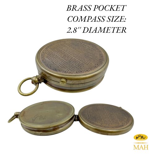 Large 2.8-Inch Antique Brass Compass – “The Road Not Taken” Poem by Robert Frost – Inspirational Gift for Son, Grandson, Graduate & Traveler – Handmade Literary Keepsake with Leather Case & Gift Card