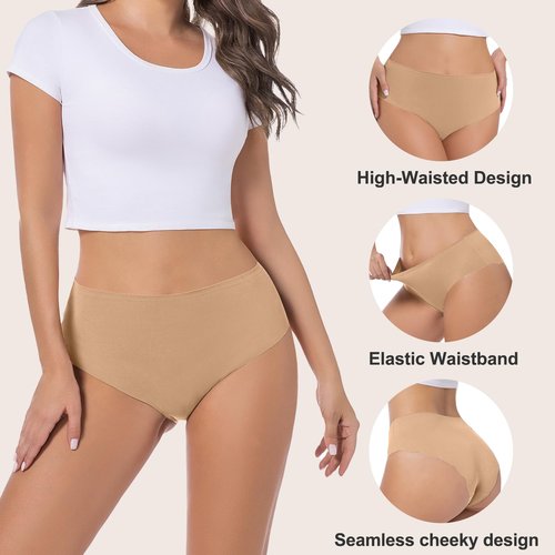 Jasmolly Camel Proof Seamless Underwear for Women 3 Packs No Show Invisible Cheeky Panty Liners Workout Gym Yoga Panties