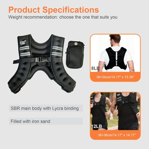 12 lb Weighted Vest for Men & Women – Adjustable Fit Workout Vest for Running, Strength Training & HIIT | Fixed Weight, No-Bounce Design | ENERGI CORE Durable Fitness Gear