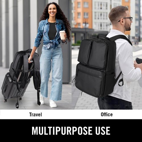 Kenneth Cole REACTION Travel Laptop Backpack - 17-Inch Coated Polyester, Stylish Black Design