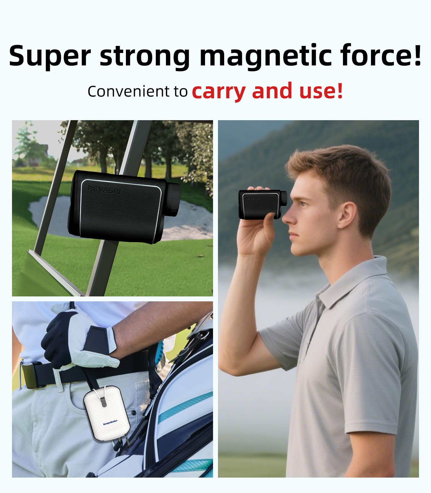 REVASRI Range Finder Golf Rangefinder with Slope, 1000 Yards Golf Range Finder with Magnetic, 6X Magnification, Flag Locking Vibration, Must Accessories for Golfer