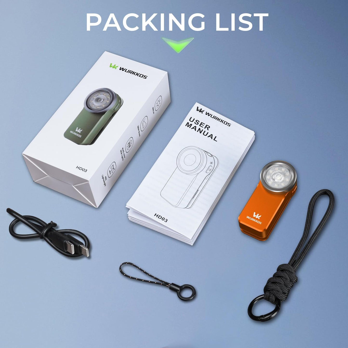 Wurkkos HD03 Rechargeable Flashlights EDC Clip-on Light, Bright 680 Lumens Pocket Flashlight, Combines Spotlight/Floodlight/RGB Light, Magnetic, IPX6 Waterproof for Cycling, Repairing (Orange)