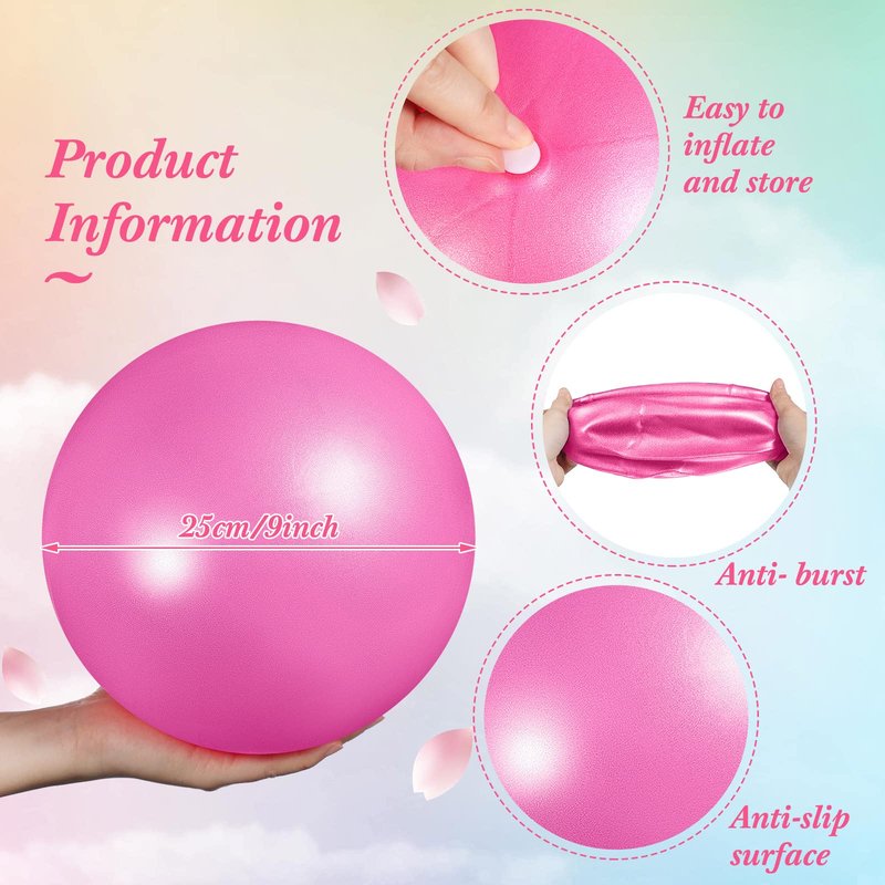 Aoriher 10 Pcs Small Exercise Pilates Ball Bulk 9 Inch Mini Yoga Balls Anti Burst and Slip for Stability Fitness Physical Therapy Stretching & Core Workout at Home Gym Office Class(Pink, Purple)