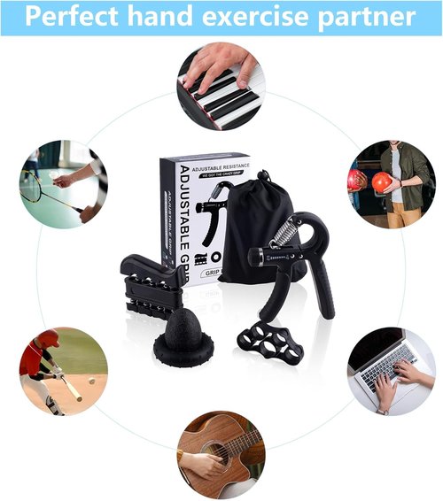 Grip Strength Trainer Kit by [Brand Name] - 5-Piece Set for Hand and Forearm Strengthening | Injury Recovery & Stress Relief