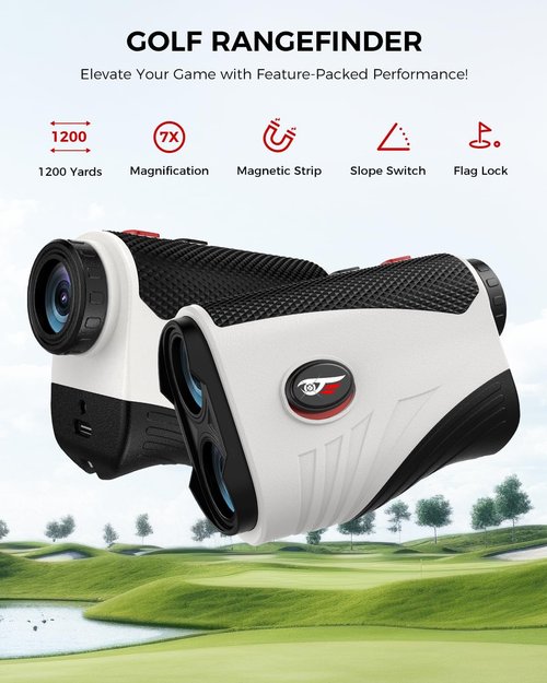 Golf Rangefinder with Slope - 1200 Yards Laser Range Finder with Flag Pole Lock, 7X Magnification