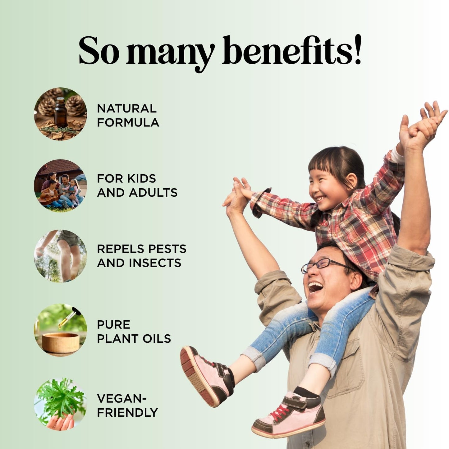 Natural Bug Repellent Spray for Body - DEET Free Bug Spray for Kids & Adults for Ticks Mosquitoes & Insects - Made with Citronella Rosemary & Lemongrass - Light Scent Vegan & Cruelty Free (8 Fl Oz)
