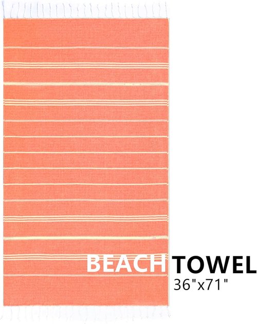 Aegero Turkish Beach Towel - Oversized 36"x71" Quick Dry Sand-Free Lightweight Coral Travel Essential