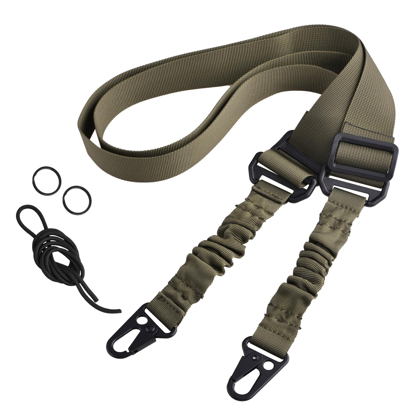 TRIWONDER 2 Point Rifle Sling Adjustable Length Traditional Gun Sling with Metal Hook for Tactical and Hunting (Green, One Size)