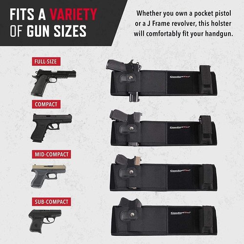 ComfortTac Belly Band Holster - Versatile Gun Holster for Smith & Wesson, Glock, Ruger | Fits Most Pistols and Revolvers