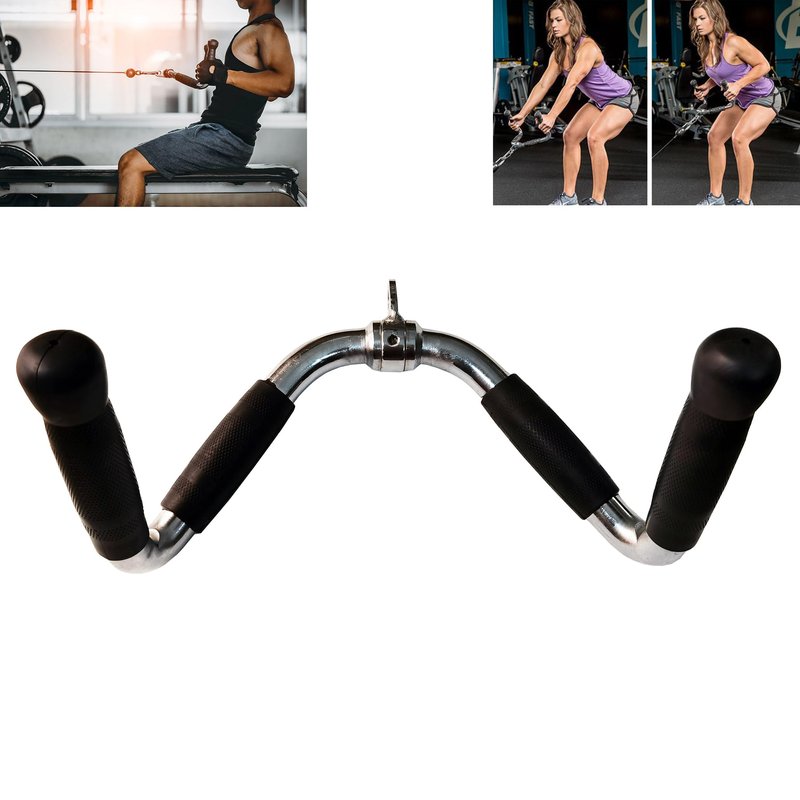 qibylift Barbell Cable Attachment For Cable Machines,Lat Pull Down Cable Machine Attachments,Tricep Press Down Bar,Revolving Straight Curl Pulldown Bar with Rotating & Rubber Handle Grips(M)