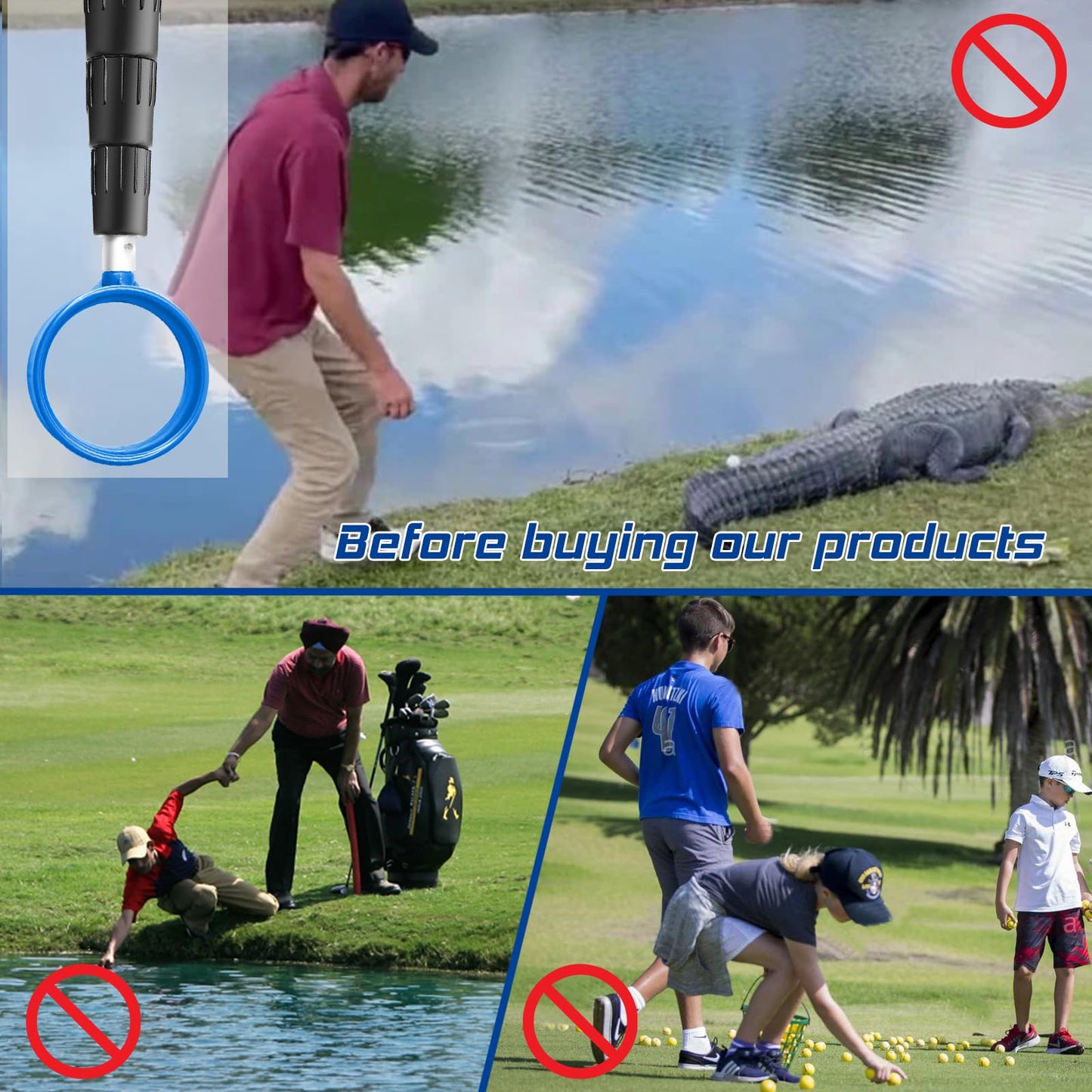 prowithlin Golf Ball Retriever, 18ft Aluminum Alloy Golf Balls Retrievers Telescopic Golf Accessories Golf Gift for Men