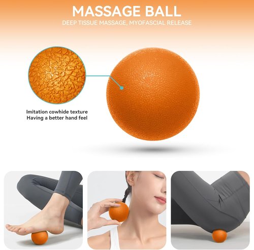 Krightlink 5-In-1 Foam Roller Set - Deep Tissue Massage & Fitness Tools | Whole Body Relief (Orange/Black)