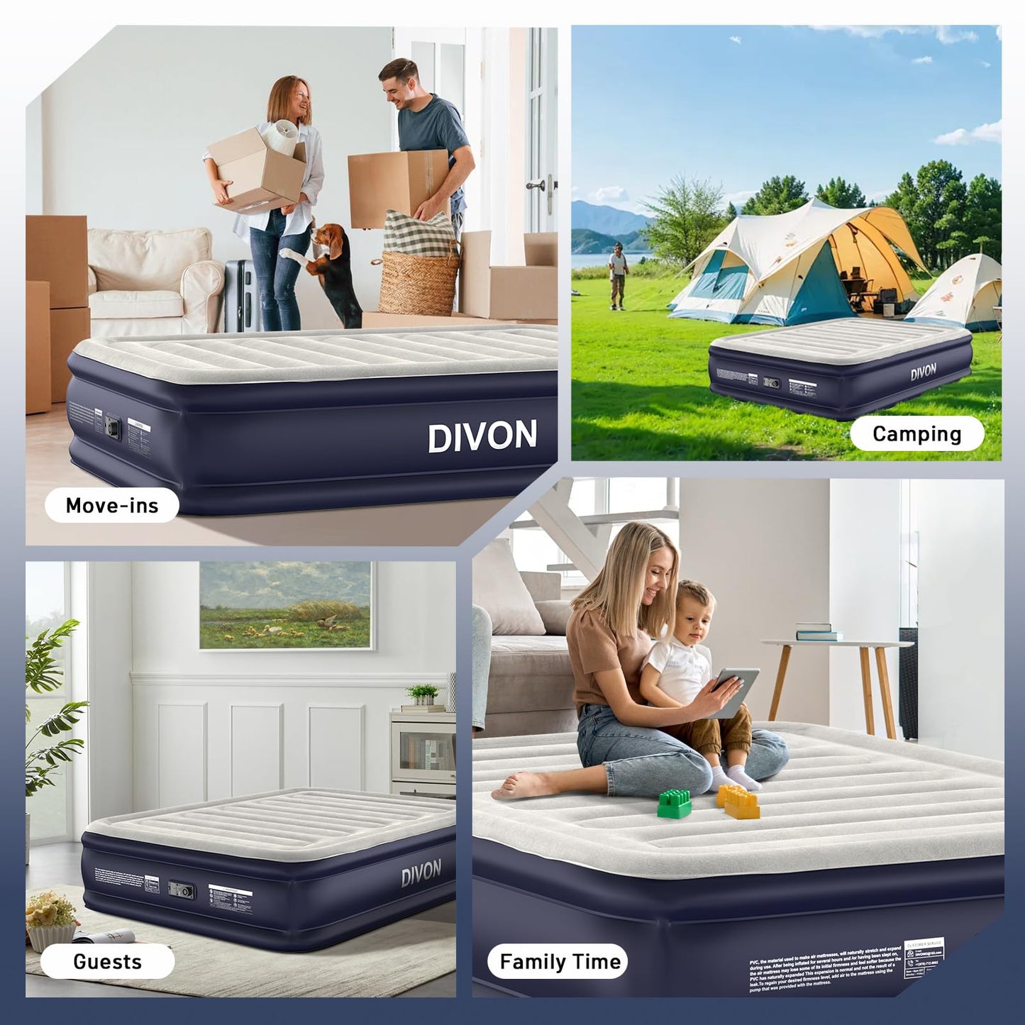 DIVON Air Mattress Queen with Built in Pump,18'' Raised Blow Up Mattress
