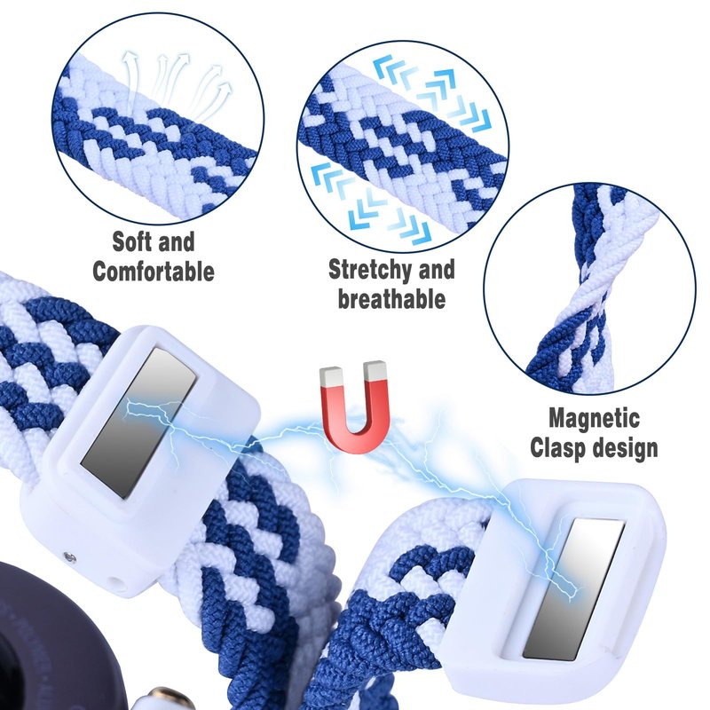 C2D JOY Braided Nylon band Compatible with vivofit 4 Activity Tracker Replacement Watchband with Metal Case-Midnight Blue