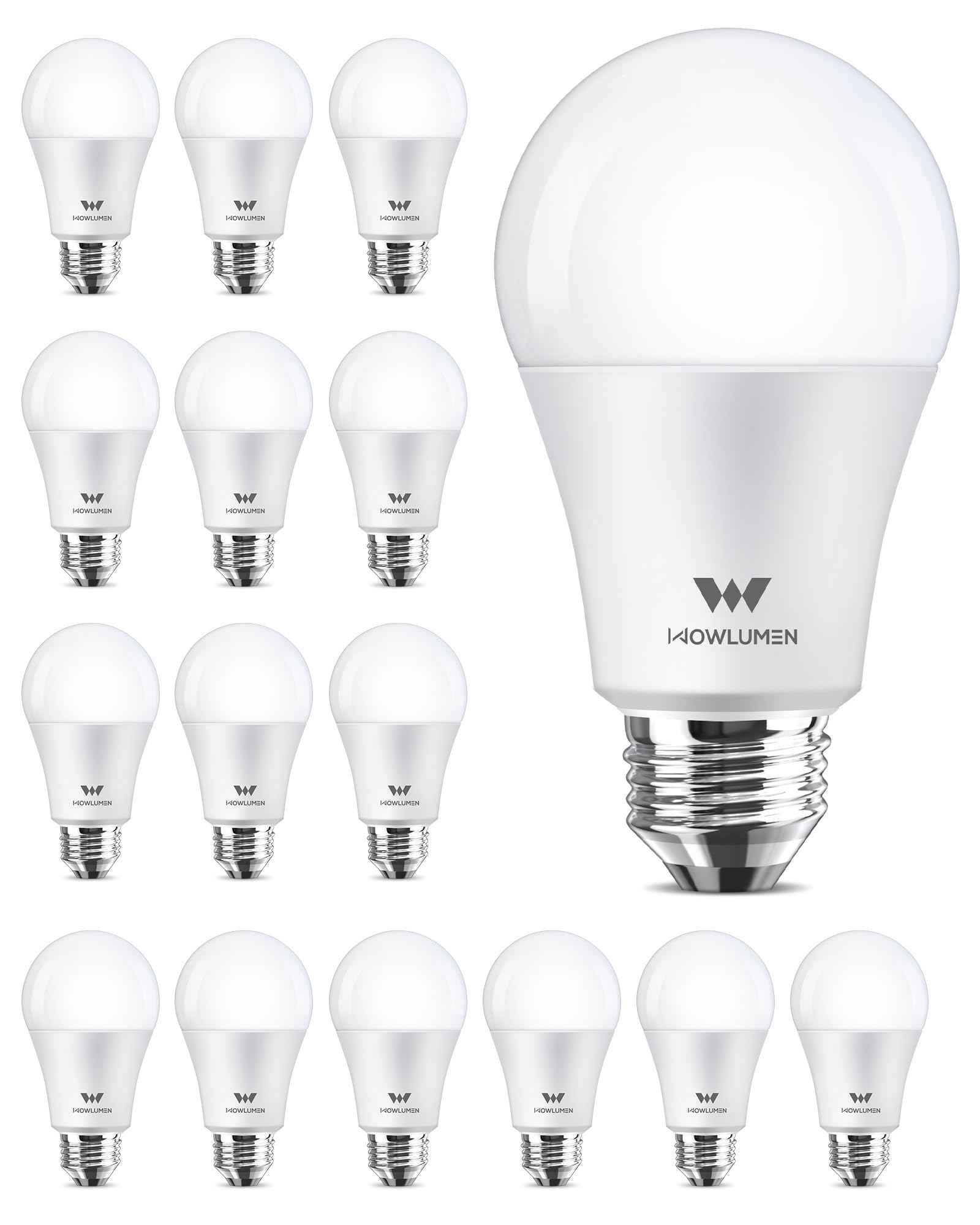 WOWLUMEN A19 LED Light Bulb,9W E26 Light Bulbs(60 Watt/80 Watt Equivalent),5000K Daylight,Non-Dimmable,800LM Standard Base for Bedroom, Kitchen, Living Room, Office,UL Listed,16 Packs