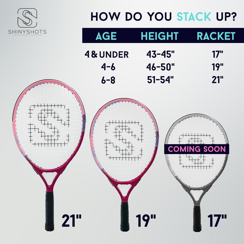 Shiny Shots 19-Inch Kids Tennis Racket - Lightweight Junior 19 inch Tennis Racket for Ages 4-6, Durable Aluminum with Kid-Sized Grip, & Big Sweet Spot
