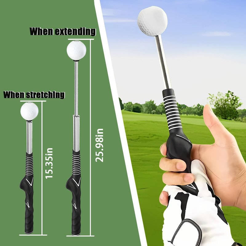 Ruoyang Retractable Golf Swing Trainer & Golf Grip Trainer for Warm-up, Right-Handed Golf Training Aid with Strength & Tempo Practice, Indoor Golf Club for Chipping and Hitting