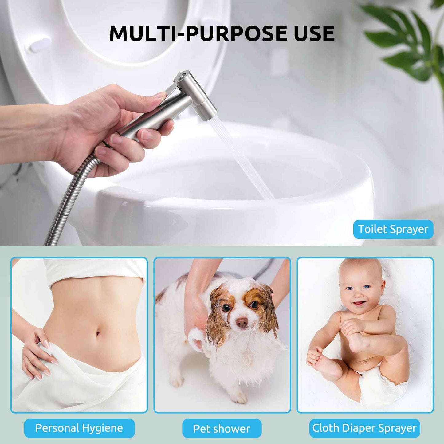 Handheld Bidet Sprayer for Toilet, BRITULIF Jet Sprayer for Toilet Muslim Shower, Adjustable Water Pressure with Bidet Attachment for Toilet for Feminine and Baby Wash