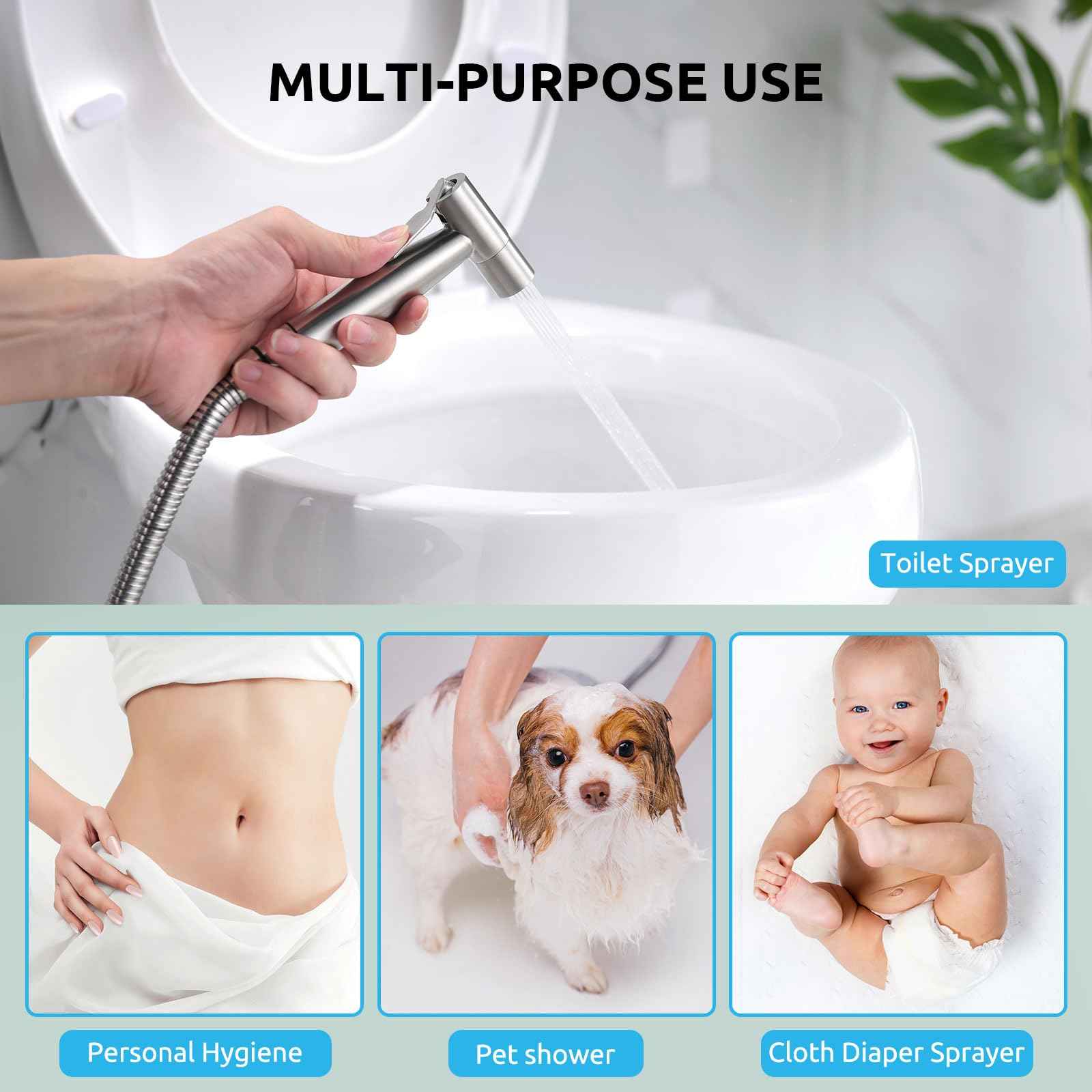 Handheld Bidet Sprayer for Toilet, BRITULIF Jet Sprayer for Toilet Muslim Shower, Adjustable Water Pressure with Bidet Attachment for Toilet for Feminine and Baby Wash