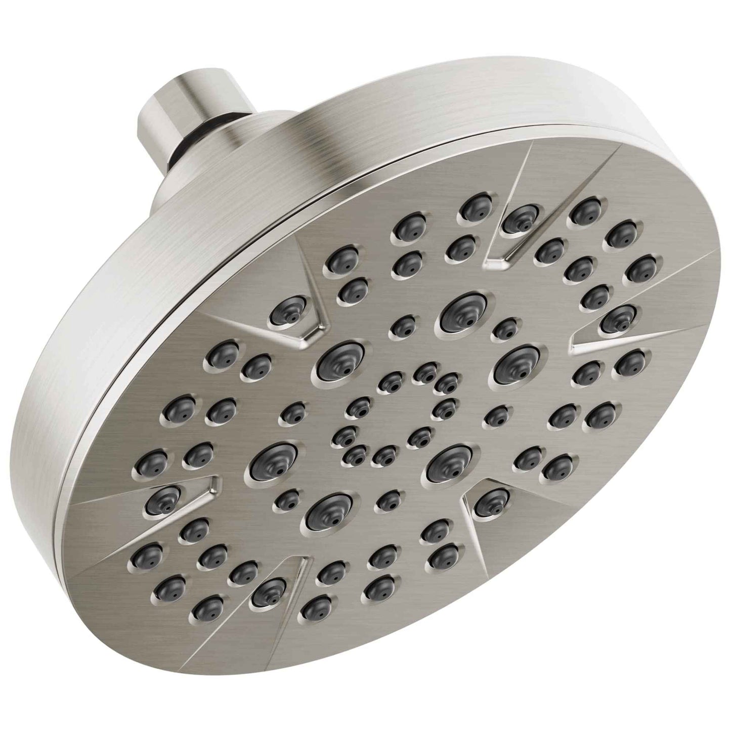 Delta 6-Setting Brushed Nickel Shower Head with High Pressure Spray, 6 Inch Round Shower Head, Showerheads, 1.75 GPM Flow Rate, Stainless 52535-SS