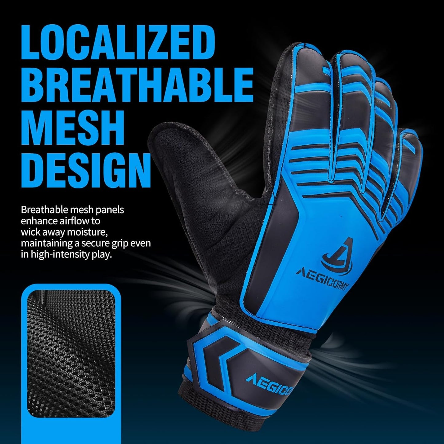 Skiennix Goalie Gloves - Breathable Soccer Gloves with Finger Protection | Extra Grip, Black/Green, Sizes 5-10