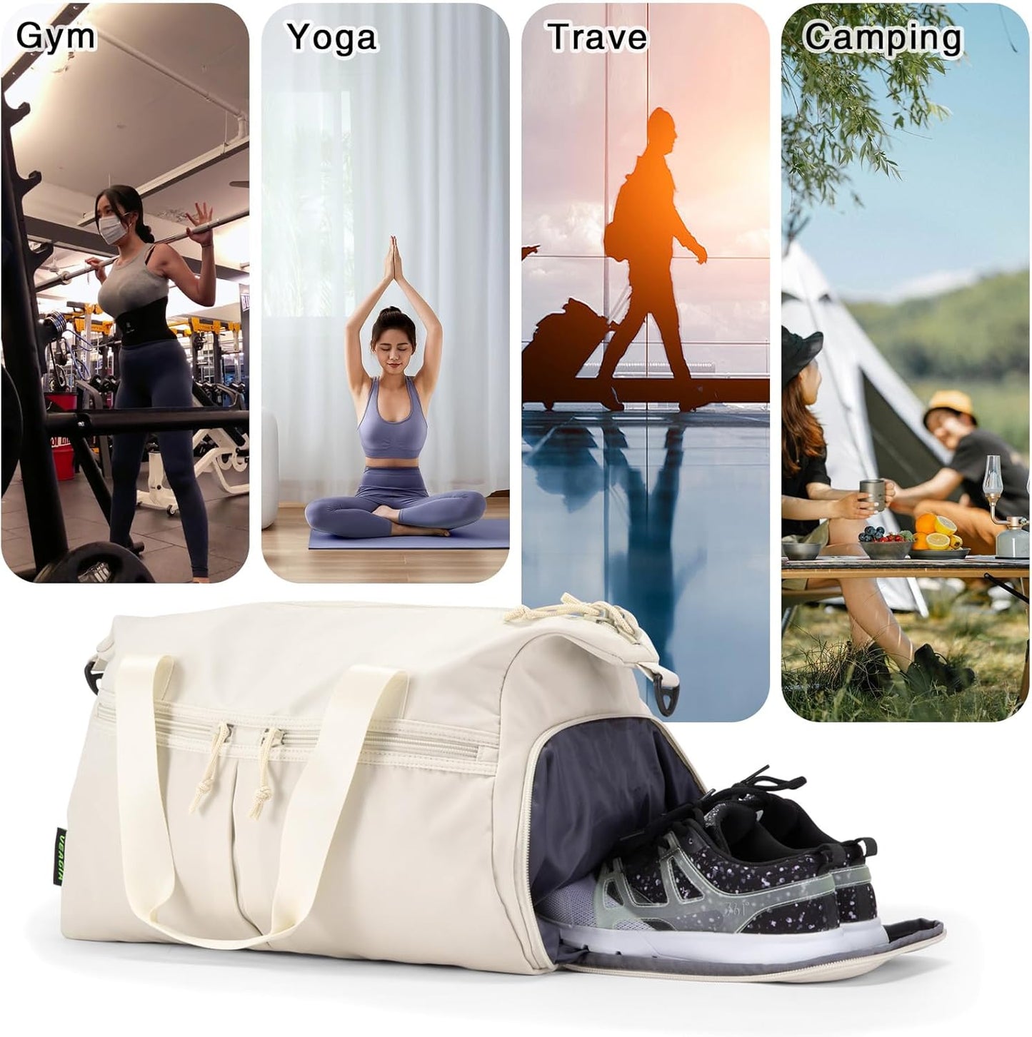 Skiennix Weekender Duffel Bag - Shoe Compartment & Wet Pocket | Versatile Travel & Gym Bag for Men & Women