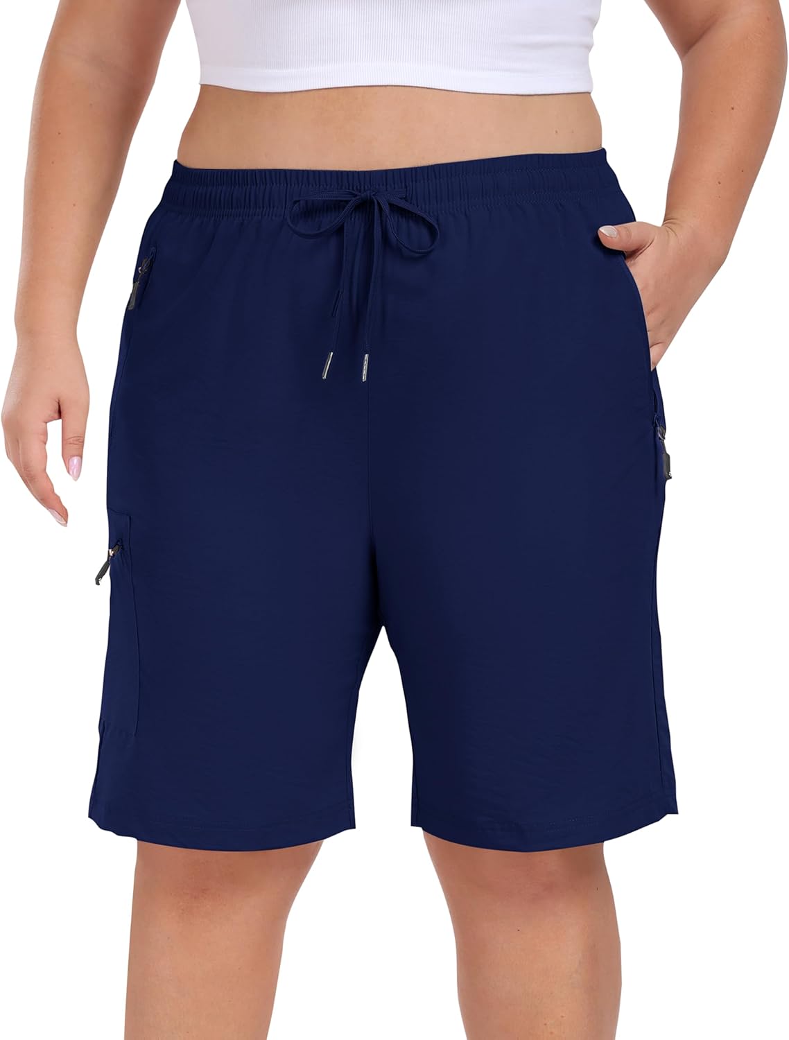 MoFiz Women's Plus Size Hiking Cargo Shorts - Quick Dry Lightweight Summer Shorts with Pockets | Navy 3XL