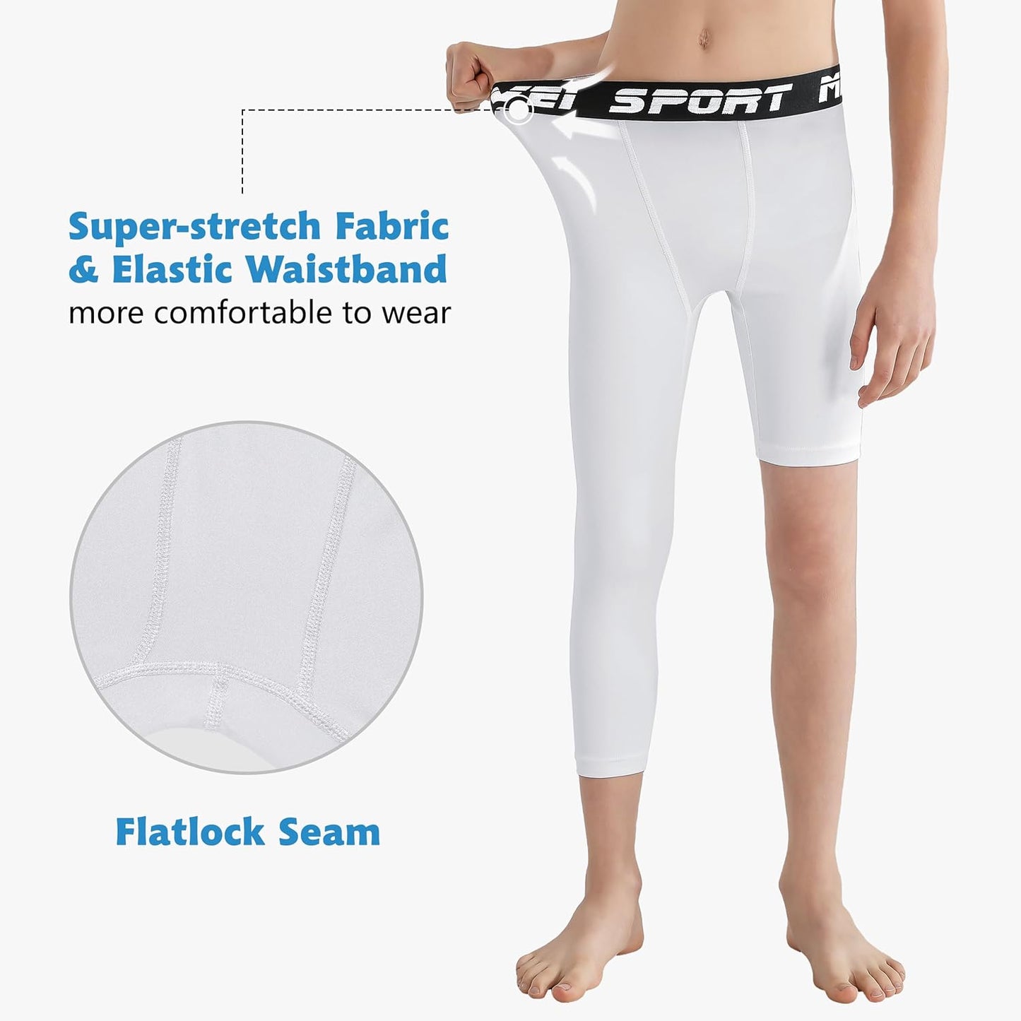 MIVEI Youth Boys Compression Leg Sleeve - 3/4 Basketball Tights for Active Kids | Stylish & Comfortable