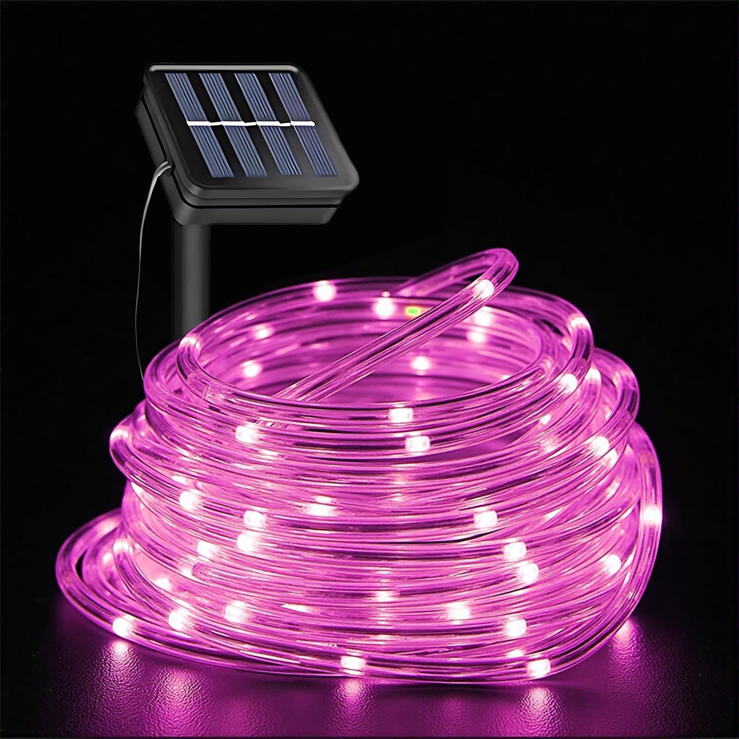 Pink Solar Rope Lights for Outside - 100 LED 33 FT Solar Powered String Lights Pink Fairy Light with 8 Lighting Modes, Outdoor Rope Light Waterproof for Christmas Wedding Garden Yard Party Home Decor
