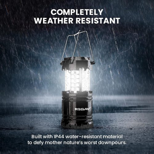 LED Camping Lantern - Portable Emergency Light for Hurricane Survival Kits | 4 Pack Black with Batteries Included