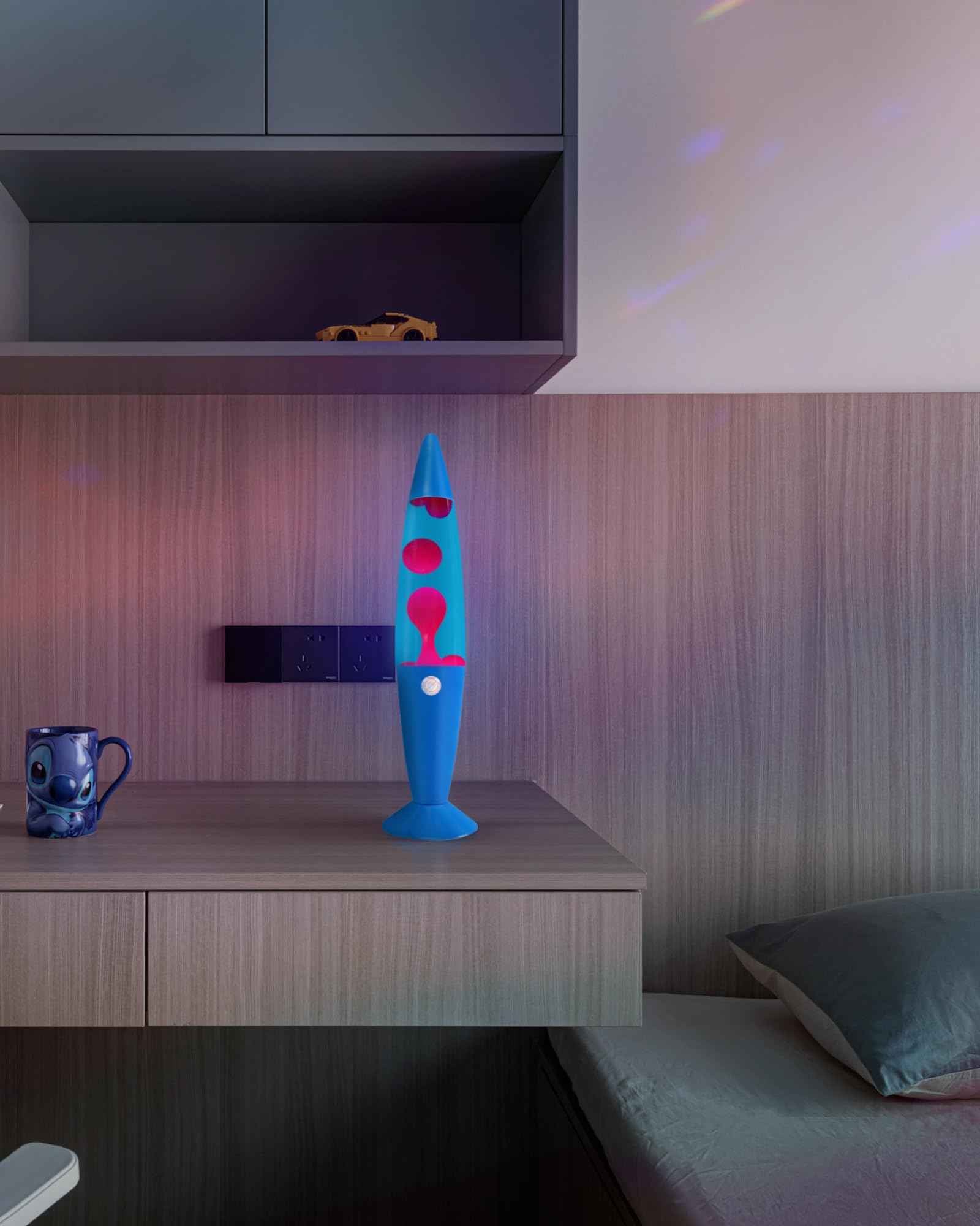 Vanful Liquid Motion Lamp Large Adored by Adults and Kids for Years, Motion Lamp with Pink Wax in Blue Water for Boys Girls Bedroom Office Decor, Relaxing Mood Light for Night Birthday Party