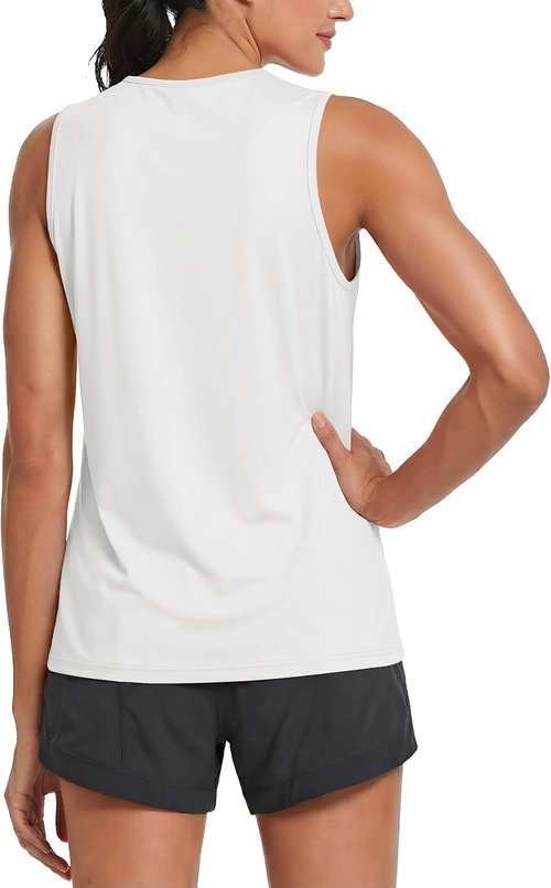 MAGCOMSEN Women's Sleeveless Workout Tank Tops - UPF 80+ Dry Fit for Summer Athletic Wear
