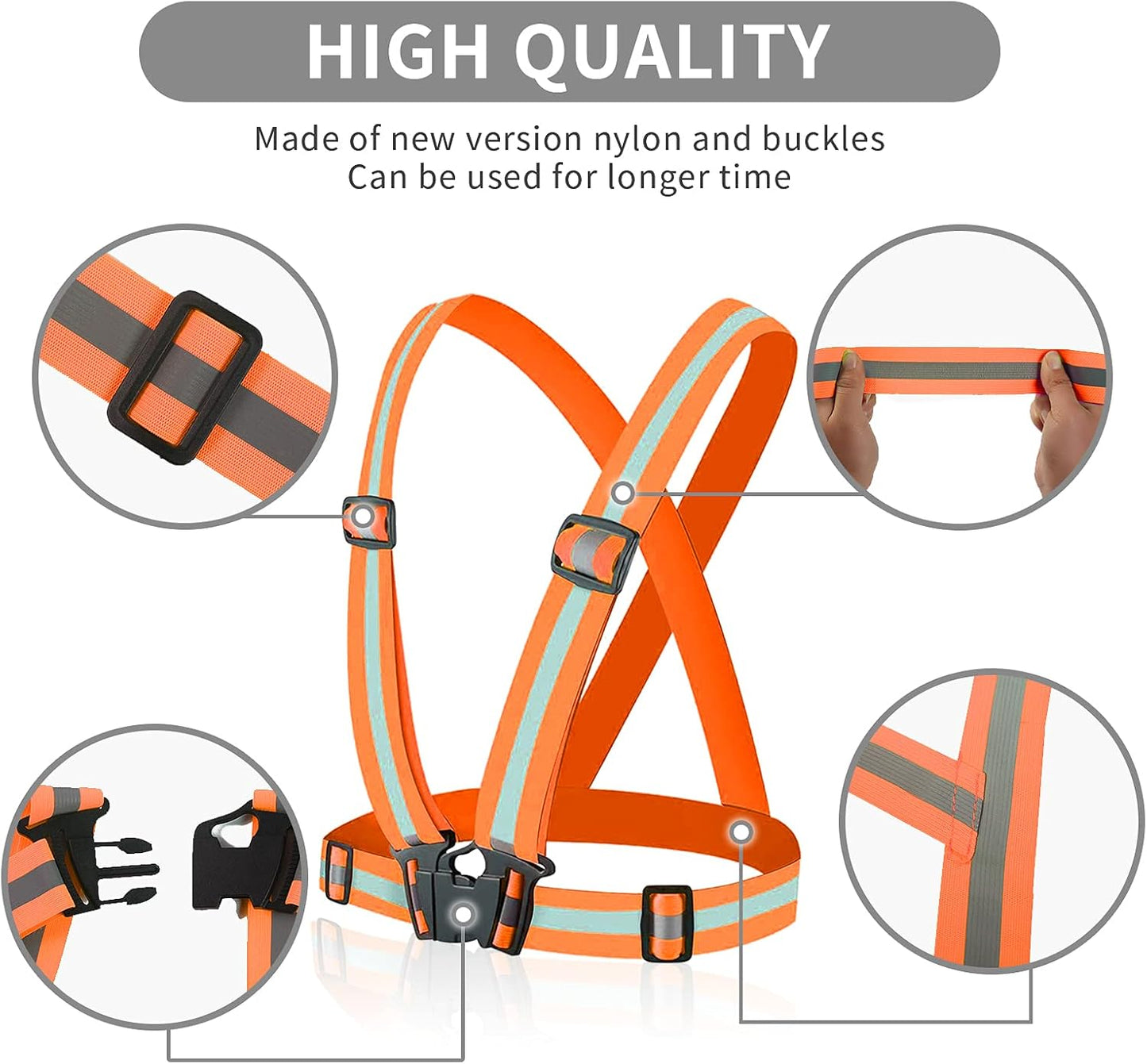 Skiennix Reflective Running Vest - High Visibility Safety Straps for Enhanced Visibility | Lightweight Design